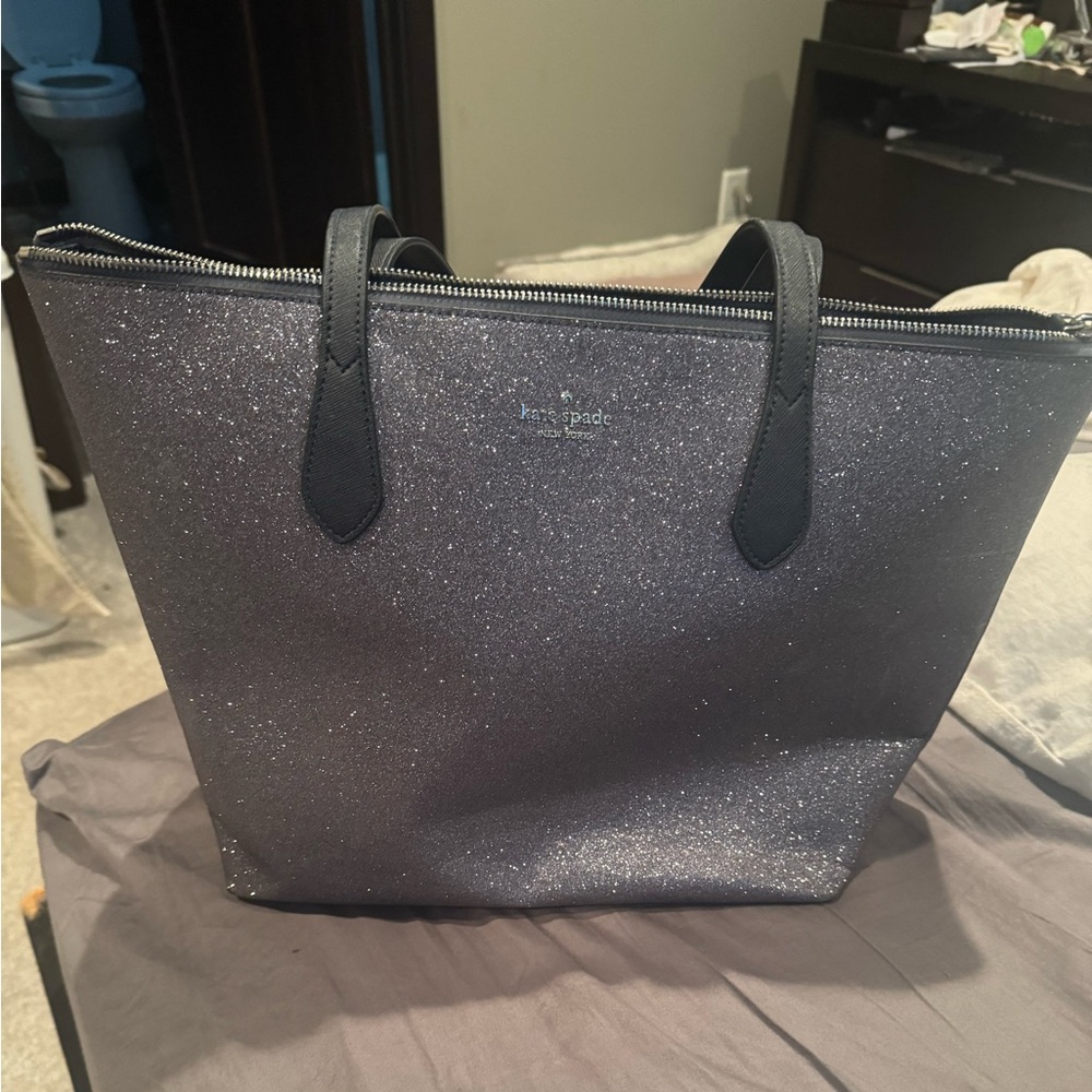 Silver glitter Kate Spade tote bag